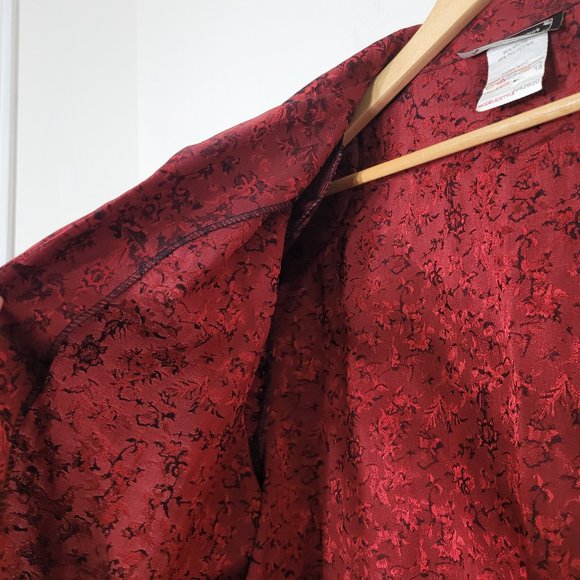 Vintage Shirt Jacket Open Front Red Blazer Floral Plus Size Womens 18 - Picture 6 of 11